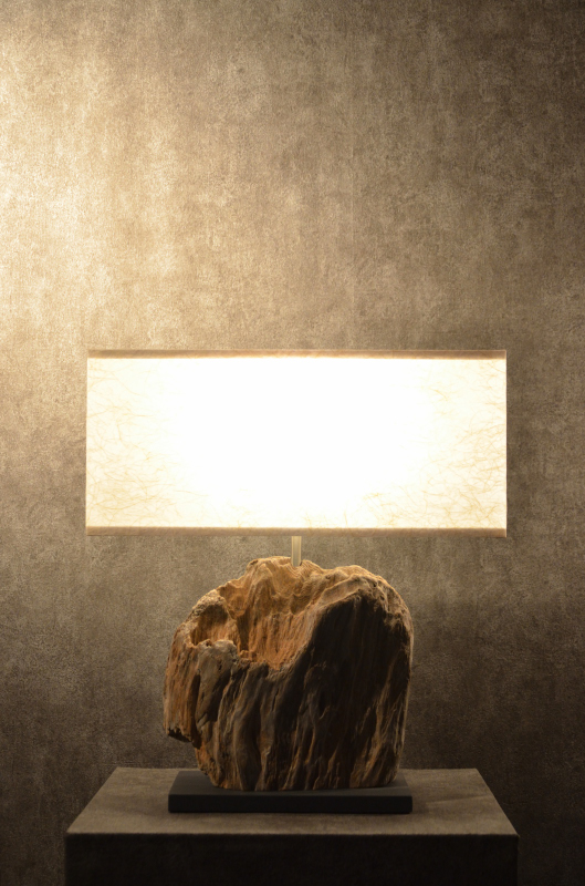 流木と和紙のランプ