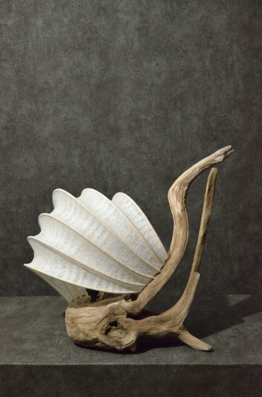 流木と和紙のランプ