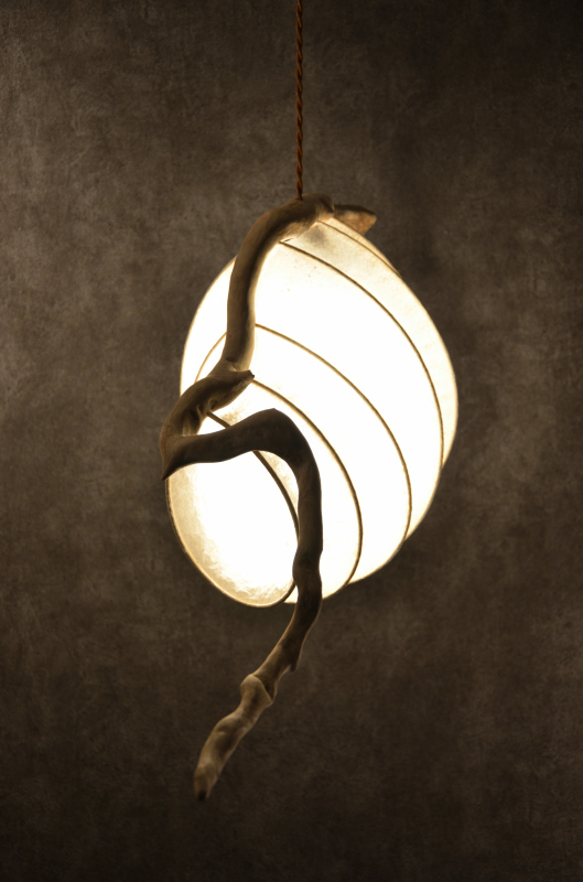 流木と和紙のシーリングランプ