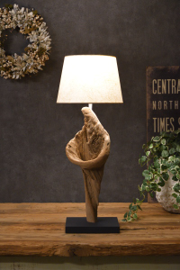 流木と和紙のランプ