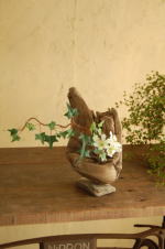 自然流木と天然石のオブジェ花器