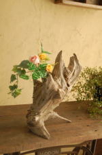 自然流木と天然石のオブジェ花器