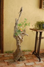 自然流木と天然石のオブジェ花器