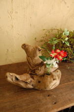 自然流木と天然石のオブジェ花器