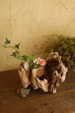 自然流木と天然石のオブジェ花器